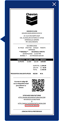ejemplo de ticket chevron para facturar Facturar Tickets ADN Fiscal