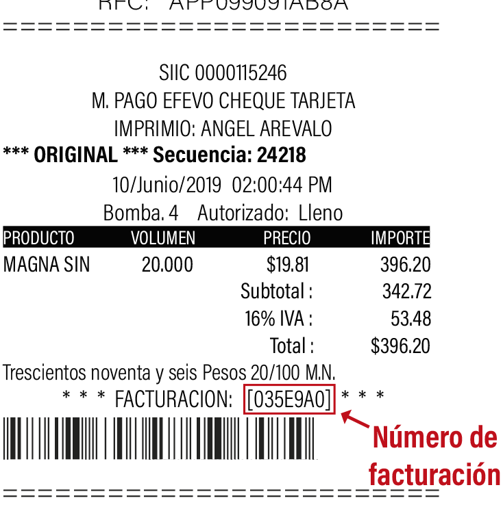 ejemplo ticket Combustibles Baja Sur facturacion Facturar Tickets ADN Fiscal