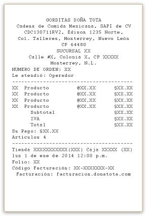 ejemplo ticket Dona Tota facturar Facturar Tickets ADN Fiscal