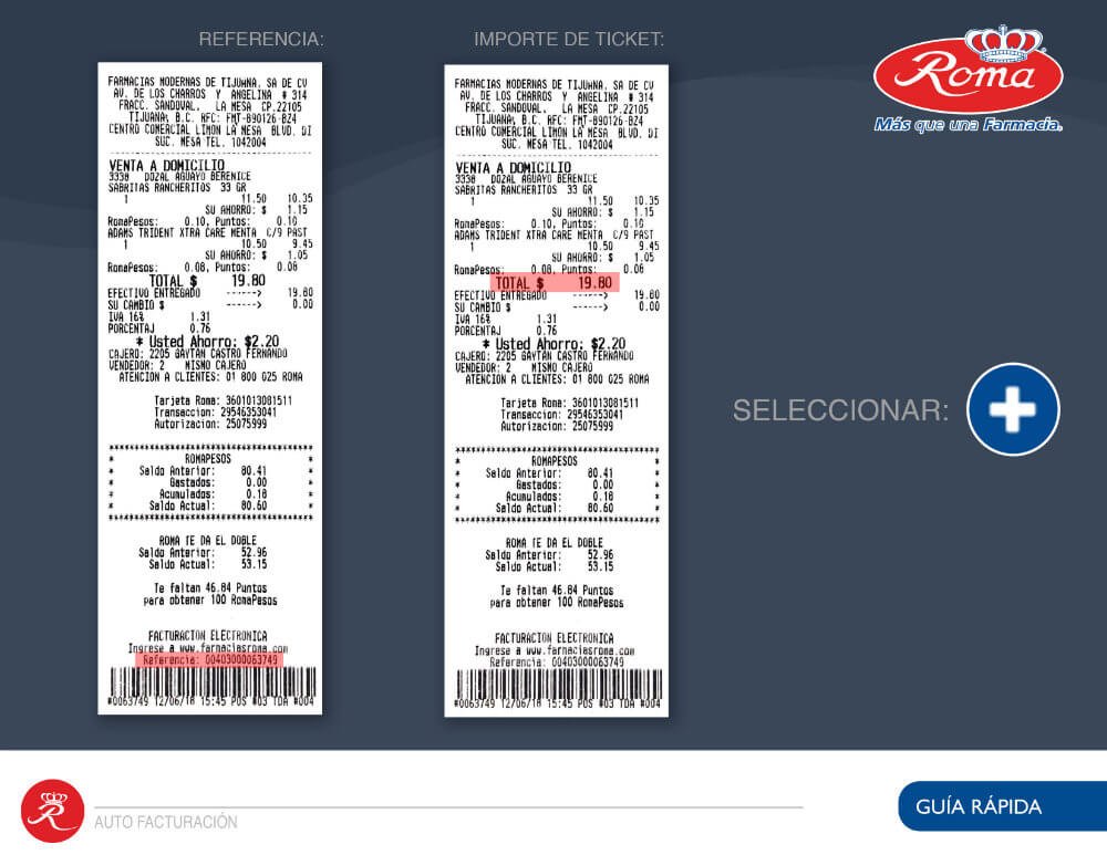 ejemplo ticket Farmacias Roma facturacion Facturar Tickets ADN Fiscal