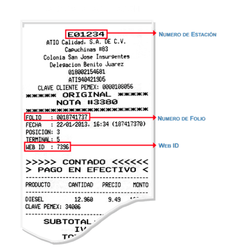 ejemplo ticket datos facturar Ferche Gas Facturar Tickets ADN Fiscal