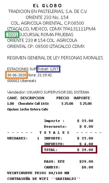 ejemplo ticket facturar El Globo ejemplo ticket facturar El Globo Facturar Tickets ADN Fiscal