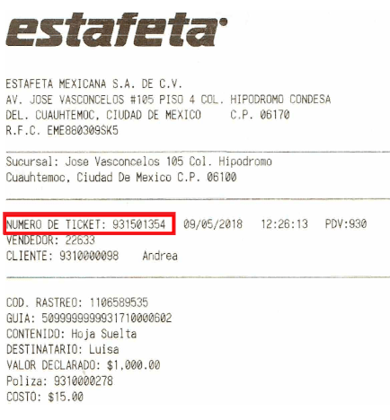 ejemplo ticket pago Estafeta facturacion Facturar Tickets ADN Fiscal