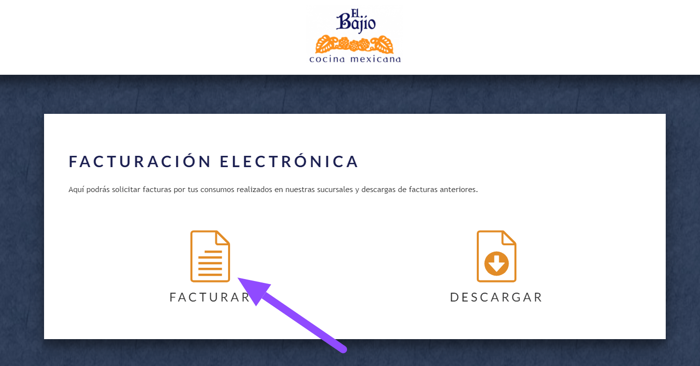 entrar a facturar El Bajio restaurante 1 entrar a facturar El Bajio restaurante 1 Facturar Tickets ADN Fiscal