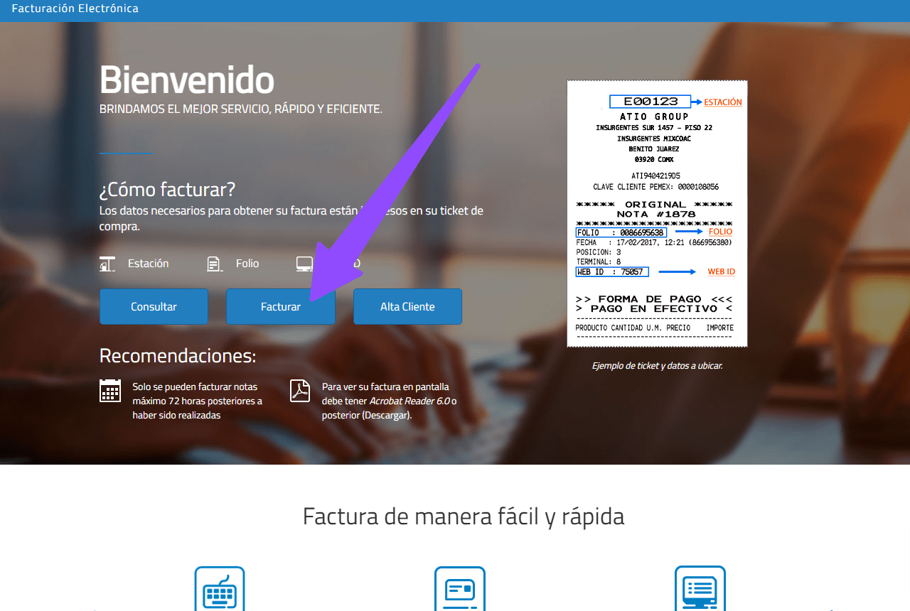 entrar facturar FacturacionGasolineras com Facturar Tickets ADN Fiscal