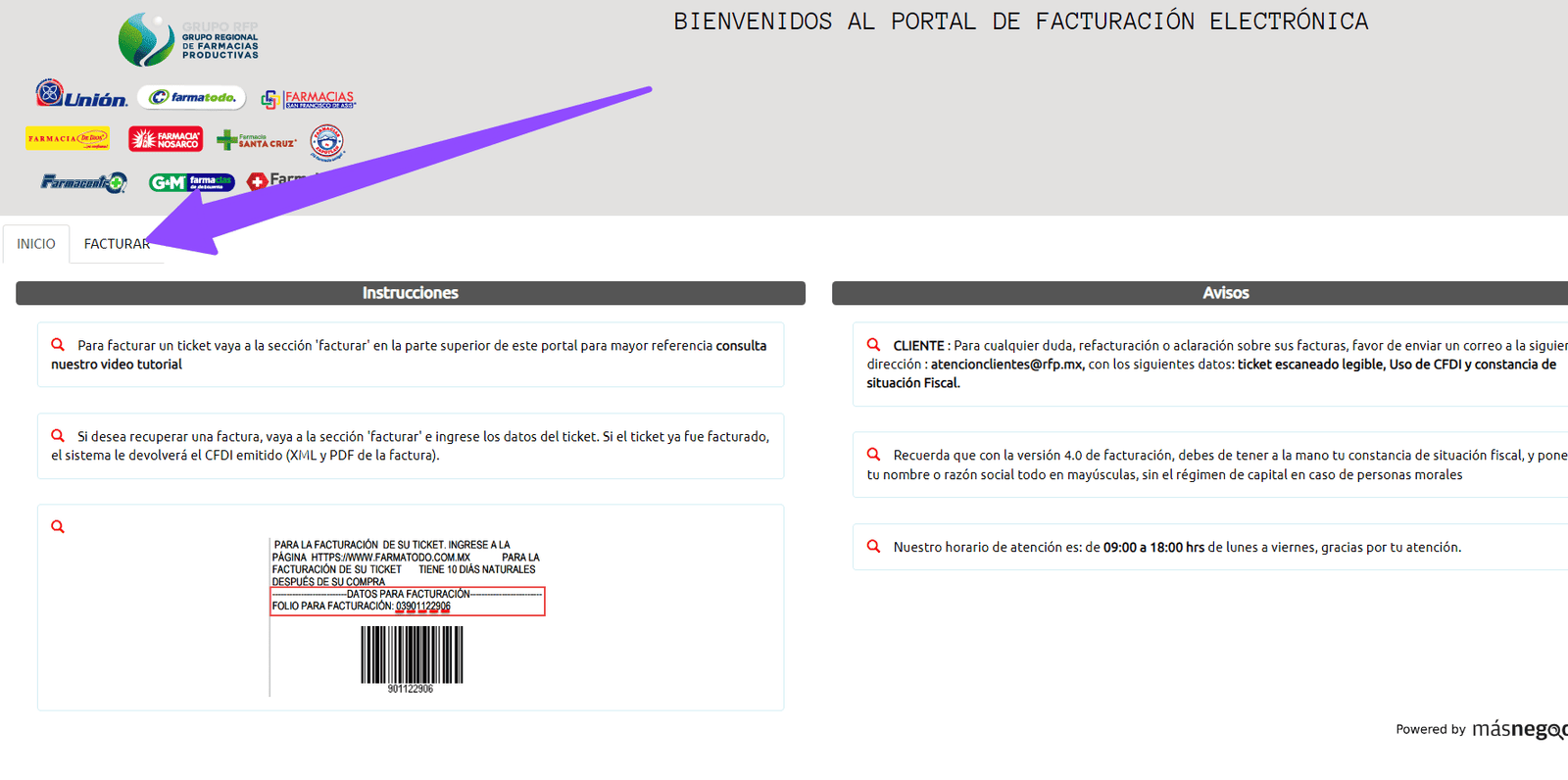 entrara a facturar Farmacias Union Facturar Tickets ADN Fiscal