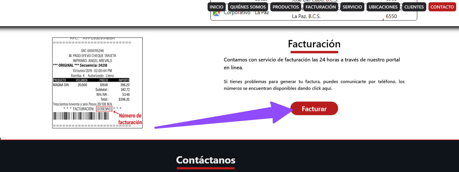 ingresar a facturar Combustibles Baja Sur Facturar Tickets ADN Fiscal