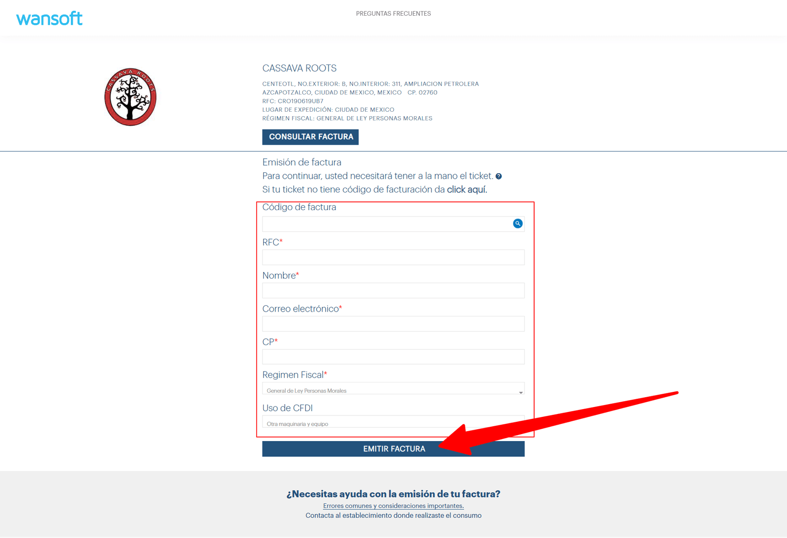ingresar datos fiscales y ticket facturacion Cassava Roots ingresar datos fiscales y ticket facturacion Cassava Roots Facturar Tickets ADN Fiscal