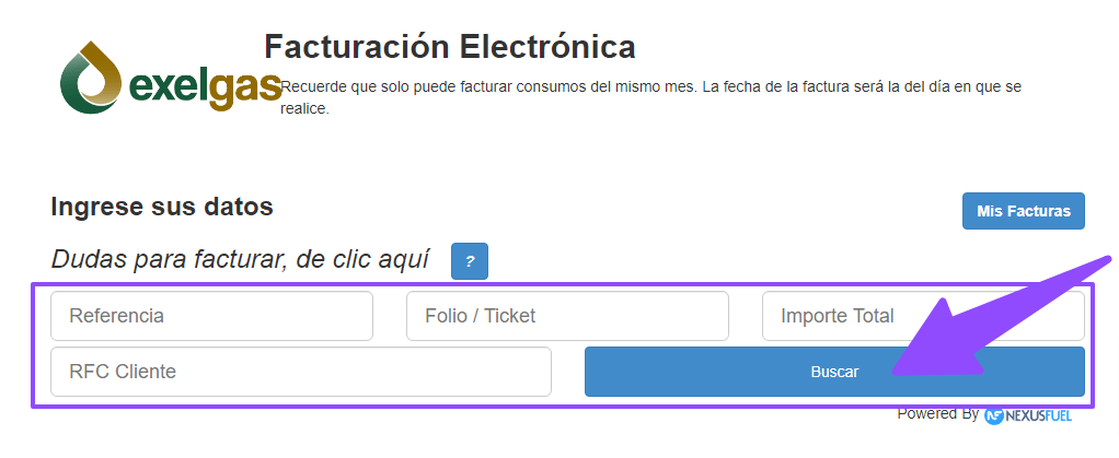 ingresar datos ticket y rfc Exelgas facturacion Facturar Tickets ADN Fiscal