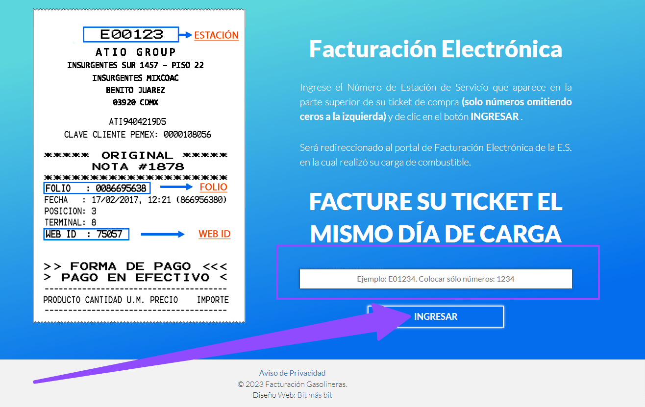 ingresar estacion FacturacionGasolineras.com facturacion gasolineras Facturar Tickets ADN Fiscal