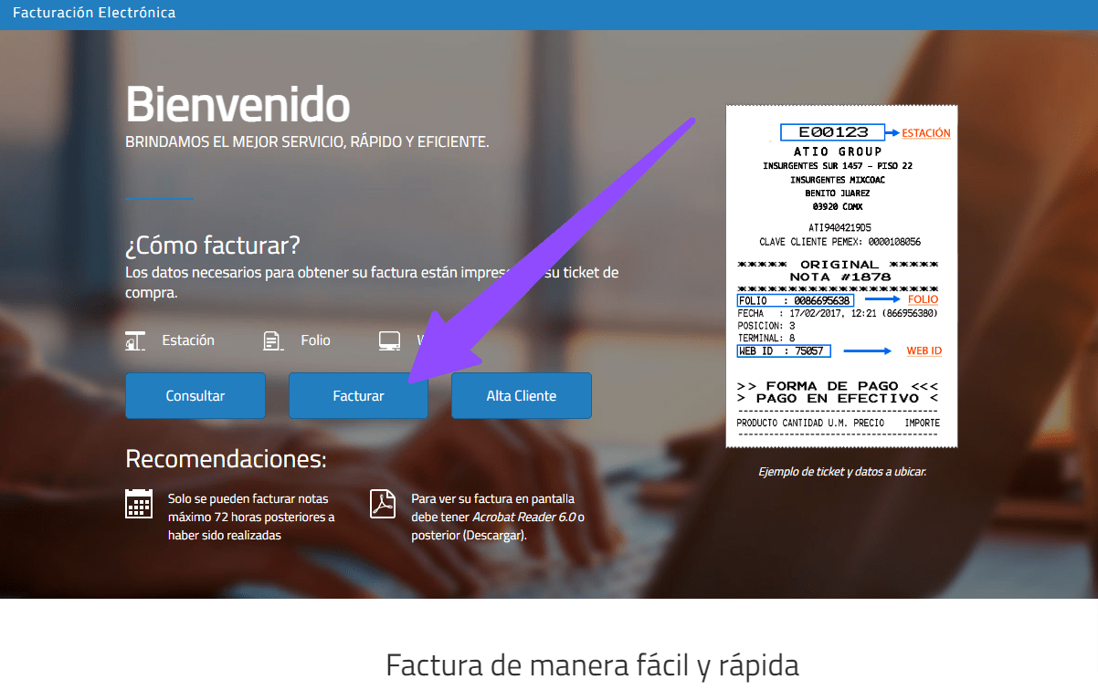 ingresar formulario para facturar Ferche Gas Facturar Tickets ADN Fiscal