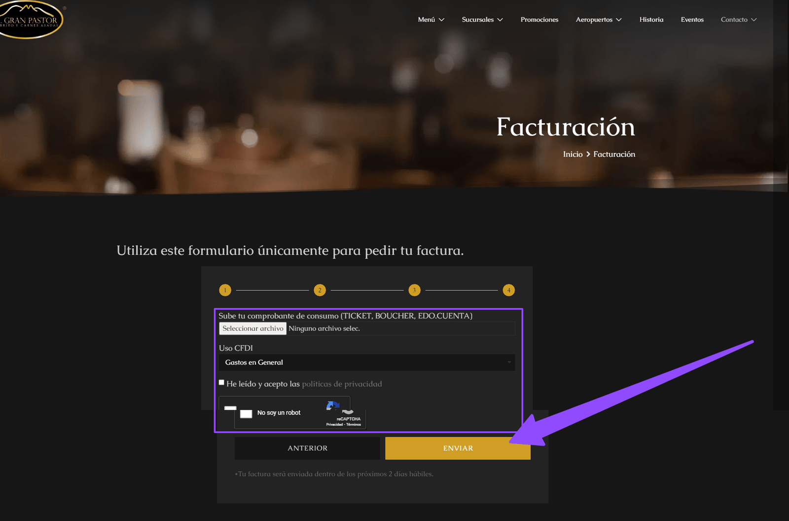 ingresar ticket El Gran Pastor facturar Facturar Tickets ADN Fiscal