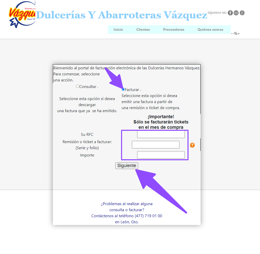 seleccionar facturar y ticket Dulcerias Hermanos Vazquez facturacion 1 Facturar Tickets ADN Fiscal